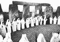 Druidische Feier in Stonehenge in der ersten Hälfte des 20. Jahrhunderts